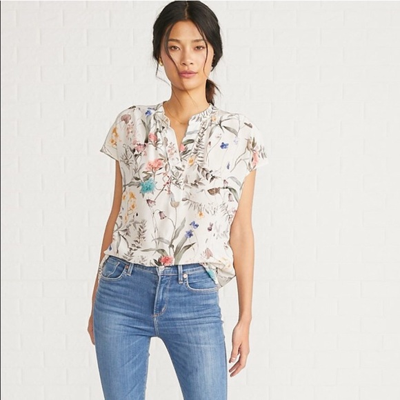 Amour Vert Tops - Amour Vert Renata floral silk blouse